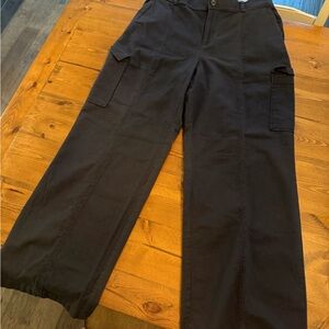 LOFT Wide Leg Dark Grey High Rise Cargo Trousers